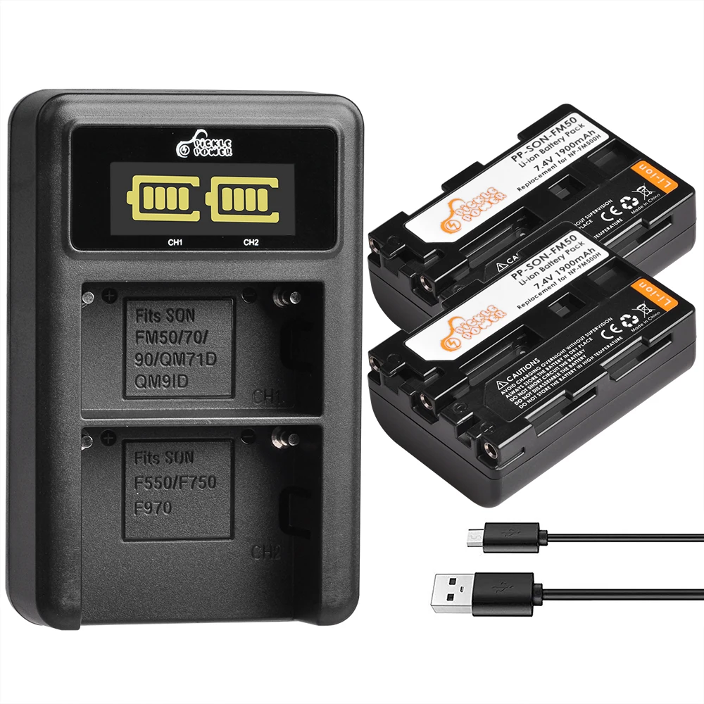 1900 мА · ч NP-FM50 NP FM50 FM55H и светодиодное двойное зарядное устройство USB для Sony |