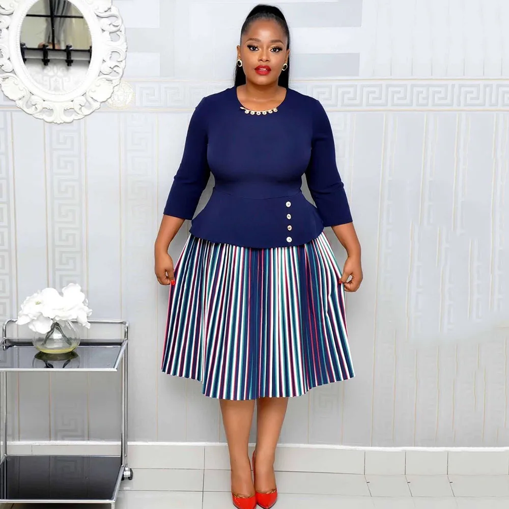 Осеннее лоскутное Полосатое плиссированное платье винтажное офисное женское