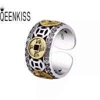 qeenkiss rg6645 jewelry%c2%a0wholesale fashion%c2%a0single%c2%a0male%c2%a0man%c2%a0birthday%c2%a0wedding gift retro copper coin 925 sterling silver open ring