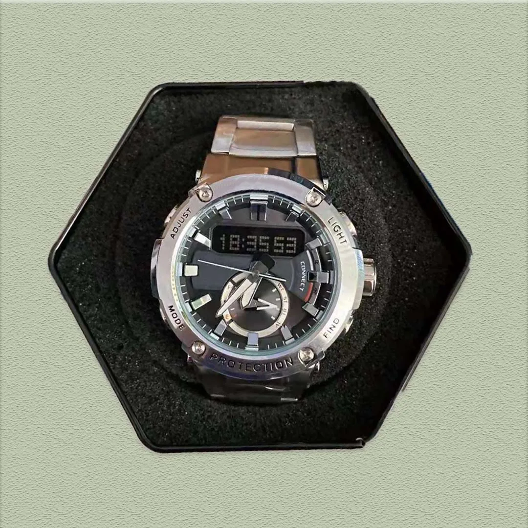 

NEW GST B200 Brand Men Sports Steel Watches Dual Display Analog Digital LED Electronic Leisure Waterproof multi-function Watch