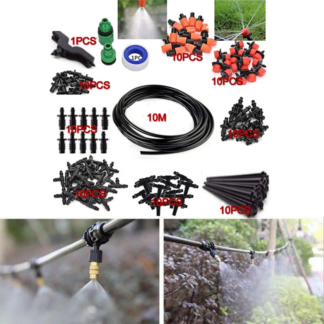 

Water Droplets Spray Drip Irrigation Kit 10 Meters 85PCS Bonsai Cool Down