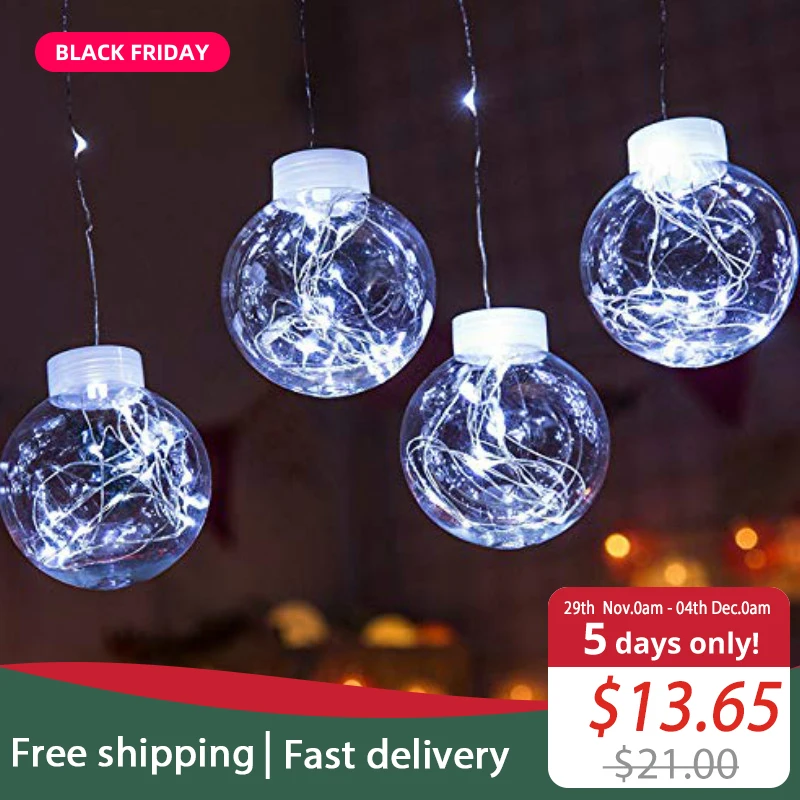 JSEX мяч со светодиодным освещением String cutain Lights медная проволочная лампа