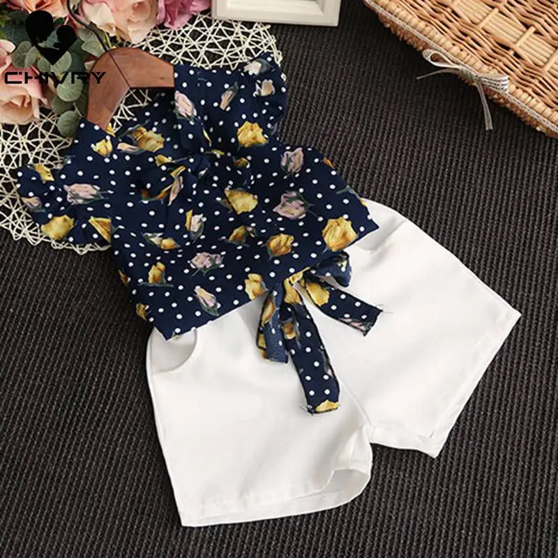 Новинка 2020 комплекты одежды для маленьких девочек летняя шифоновая Футболка с