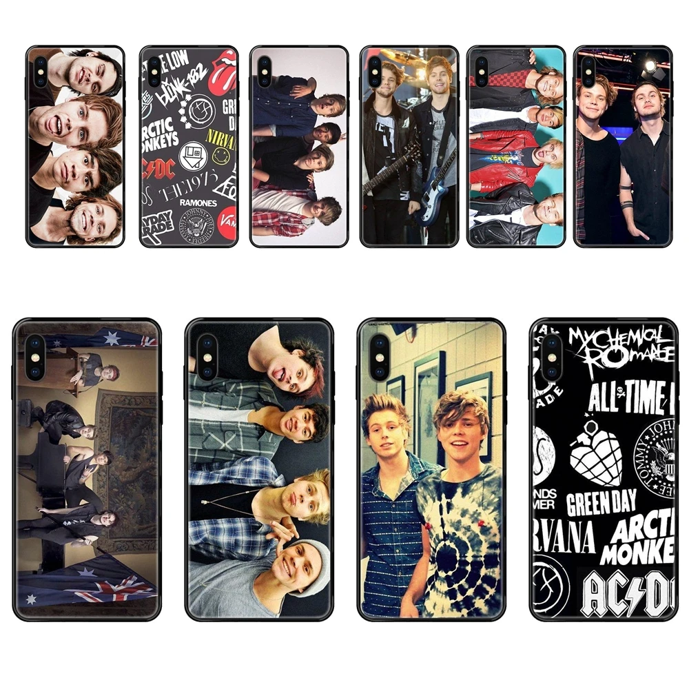 Рок группы Мигать 182 5sos яркие цвета для Galaxy S20 S10e S10 S9 S8 S7 S6 S5 edge Lite Plus Ultra черный