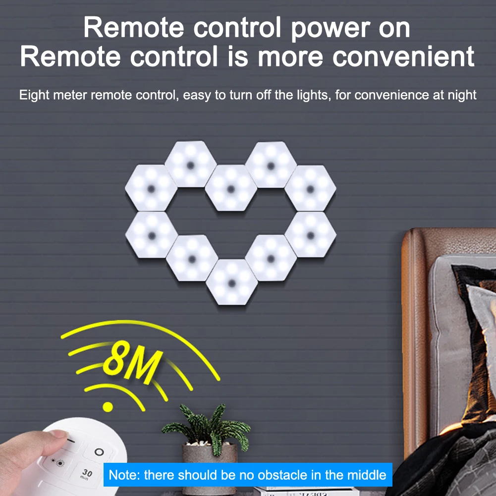 

Hexagon Wall Lights Type 2835 6 LED Lamp Beads Living Room Decor Light Bedroom Colorful Lighting Remote Control