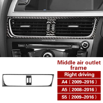 air outlet Right Для Audi A4 A5 S5 углеродное волокно центральной консоли CD панель наклейка покрытие на автомобиль крышка для воздуховода отделка навигации украшение интерьера автомобиля - Название цвета: air outlet Right