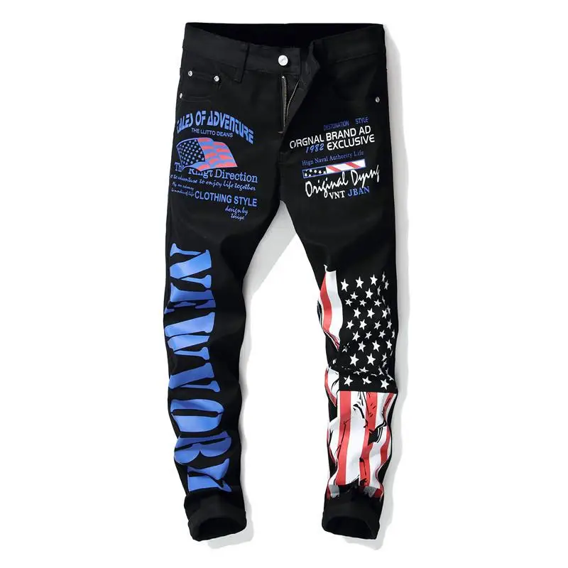 

New Men's Fashion Casual Jeans Drawstring Long Denim Pencil Pants Jogger Straight Trousers
