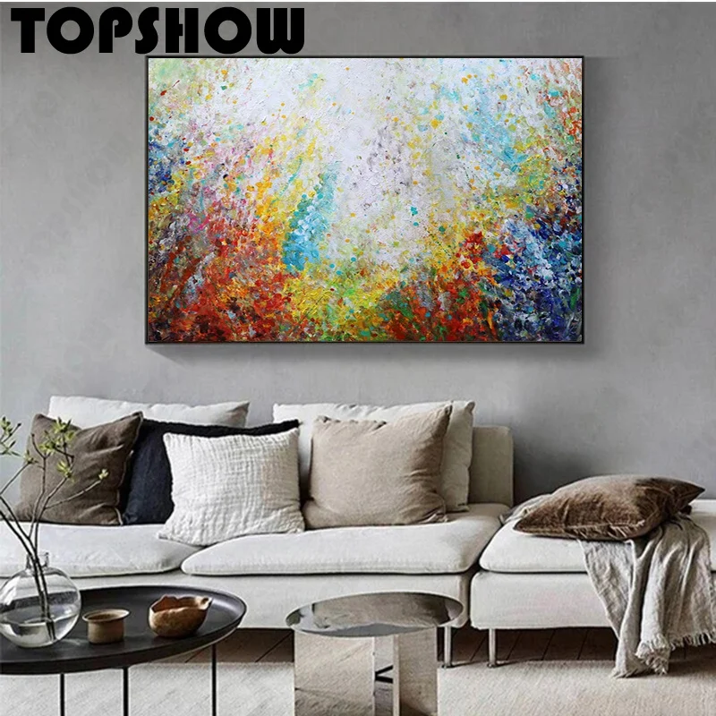 

Большая оригинальная Абстрактная живопись с цветами и отражениями, Современная Абстрактная живопись, ручная роспись, масляная живопись, на...