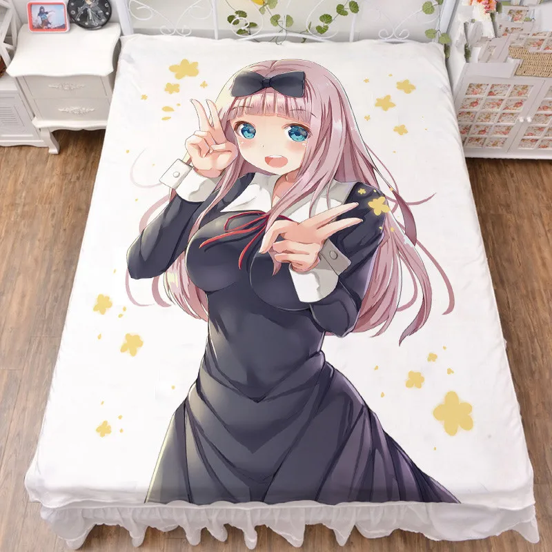 

Coscase 2020-Febeury update Japan Anime Kaguya-sama: Love Is War Milk Fiber Bed Sheet & Flannel Blanket Summer Quilt 150x200cm