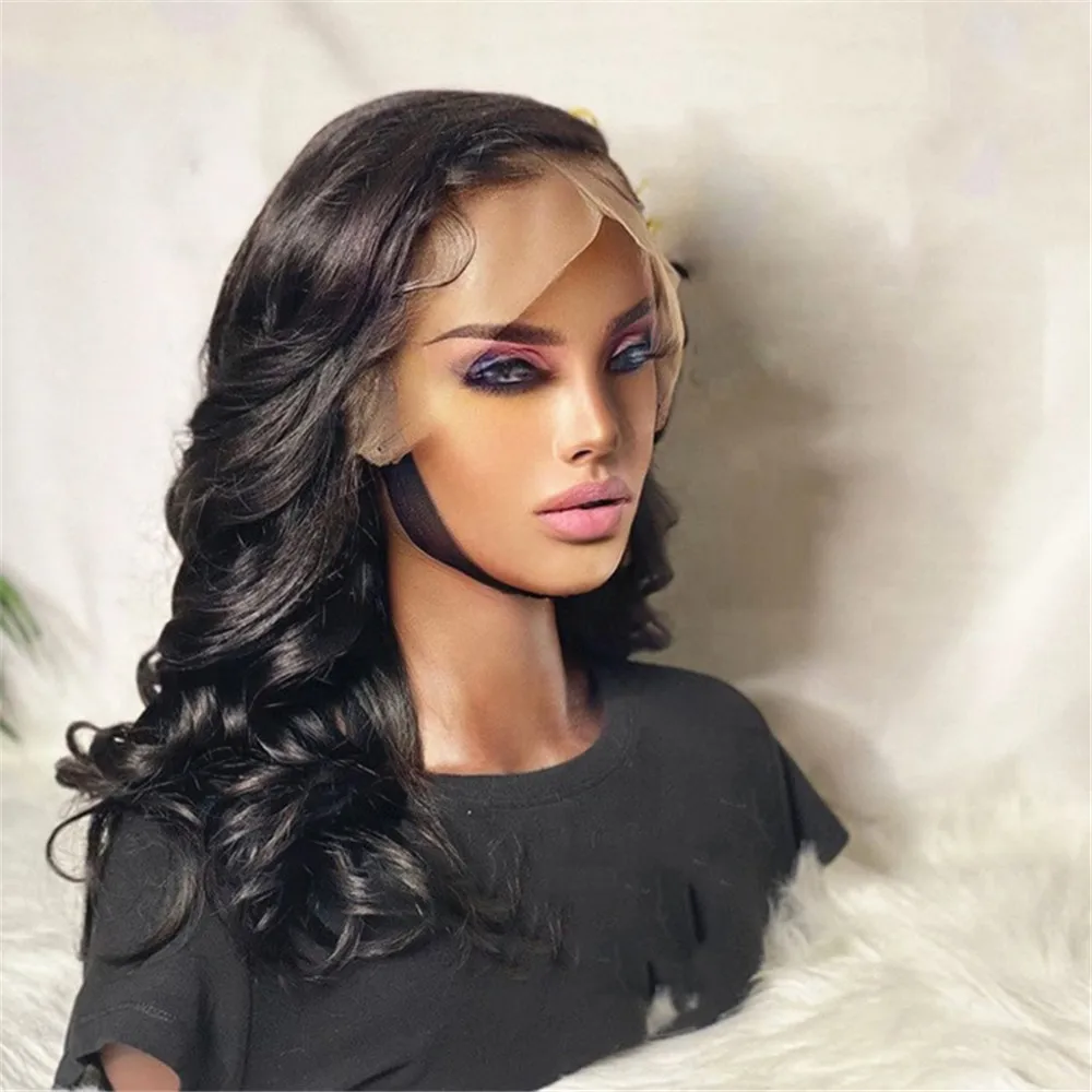 Black Color Wave Pre Plucked Virgin Cuticle Aligned Hair 13x6 Lace Front Wigs For Black Women Pre Plucked Hairline150 Density