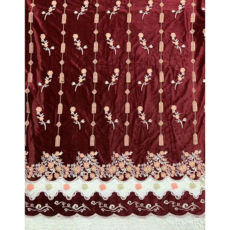 

Velvet Lace Fabric Women Dresses beautiful flowers and vines and cord Lace fabric B8V31 wholesale African velvet dress Fabric