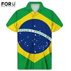 FORUDESIGNS, Футбольная команда, бразильский узор, Мужская блузка с отложным воротником, топ, летняя дышащая повседневная мужская одежда