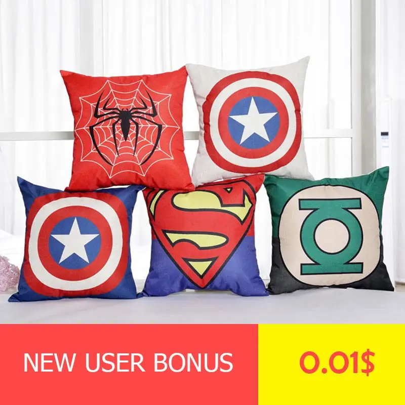 1 шт. 45*45 см Наволочки Marvel Superhero серии Супермен Бэтмен Американский капитан хлопок