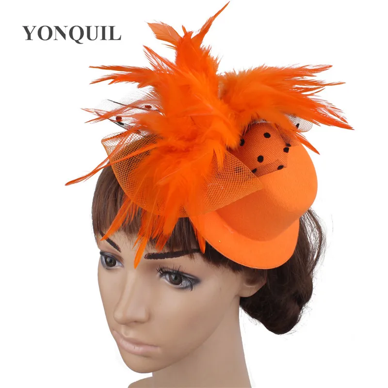 

Женская шляпа-вуалетка с перьями для вечерние, аксессуары для волос