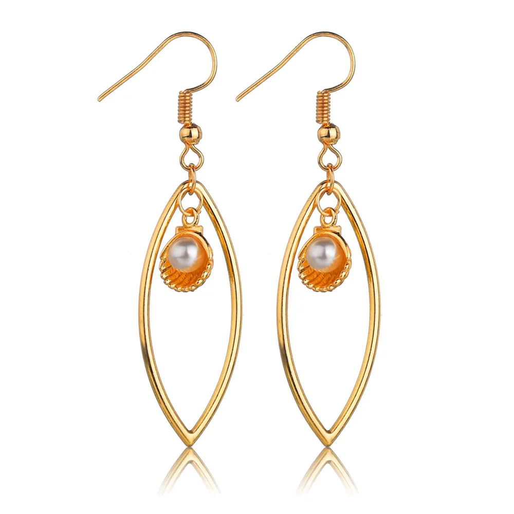 Новые корейские модные длинные большие полые овальные жемчужные Висячие серьги