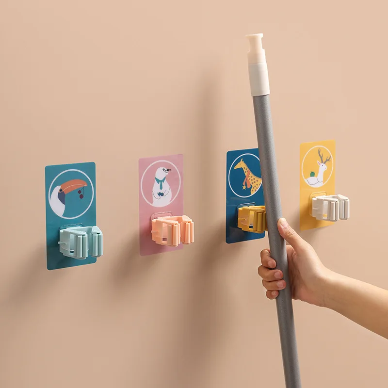 

Wall Mounted Mop Organizer Holder Brush Broom Hanger Home Storage Rack Bathroom Suction Hanging Pipe Hooks Household Tools