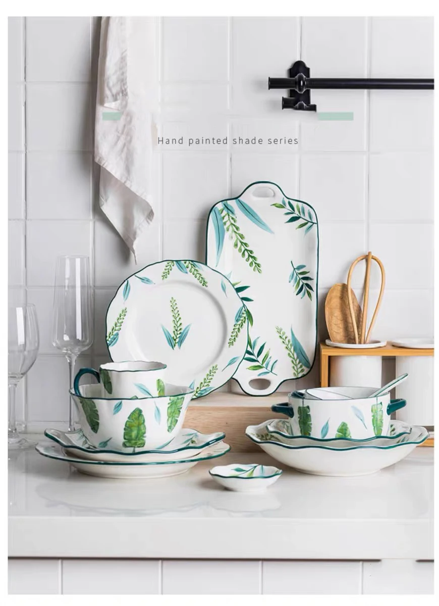 Керамическая обеденная тарелка в комплекте Глубокая блюдо для растений