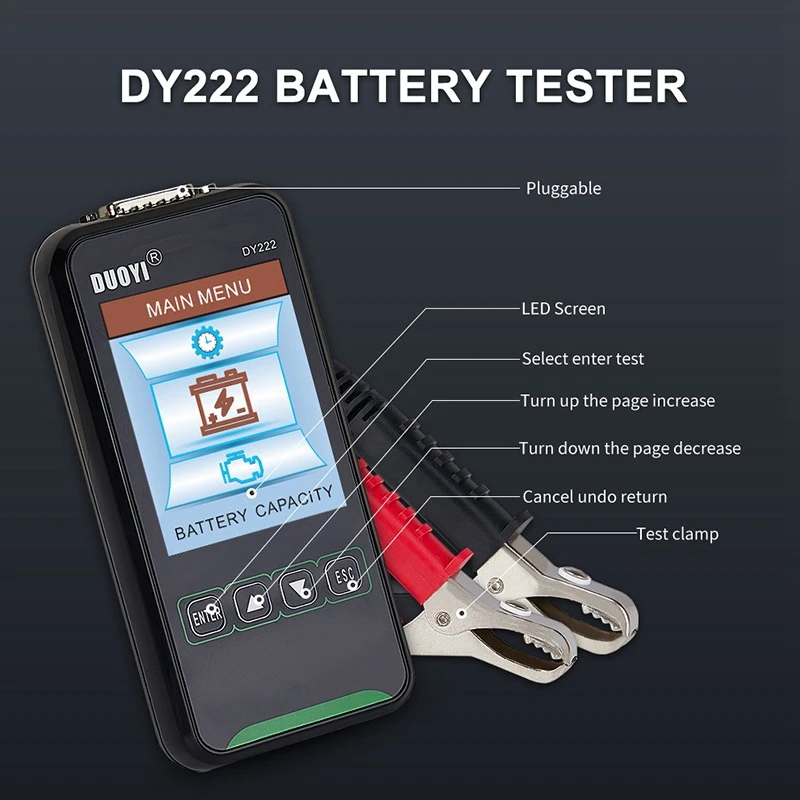 DUOYI DY222 Car Battery Tester 12V 24V Digital Automotive Analyzer 2000CCA Cranking Charging Tool | Автомобили и мотоциклы