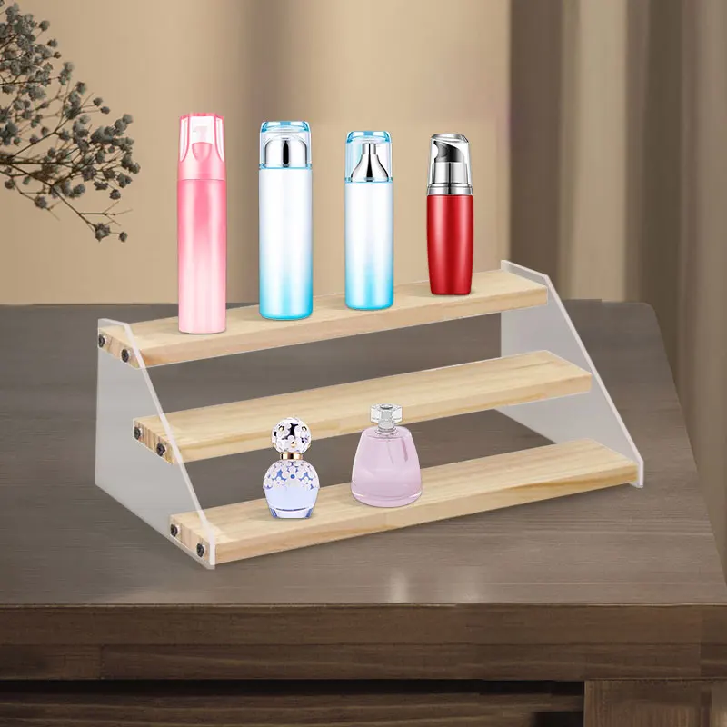 Трехуровневая прозрачная деревянная витрина стойка для кукла в очках духов