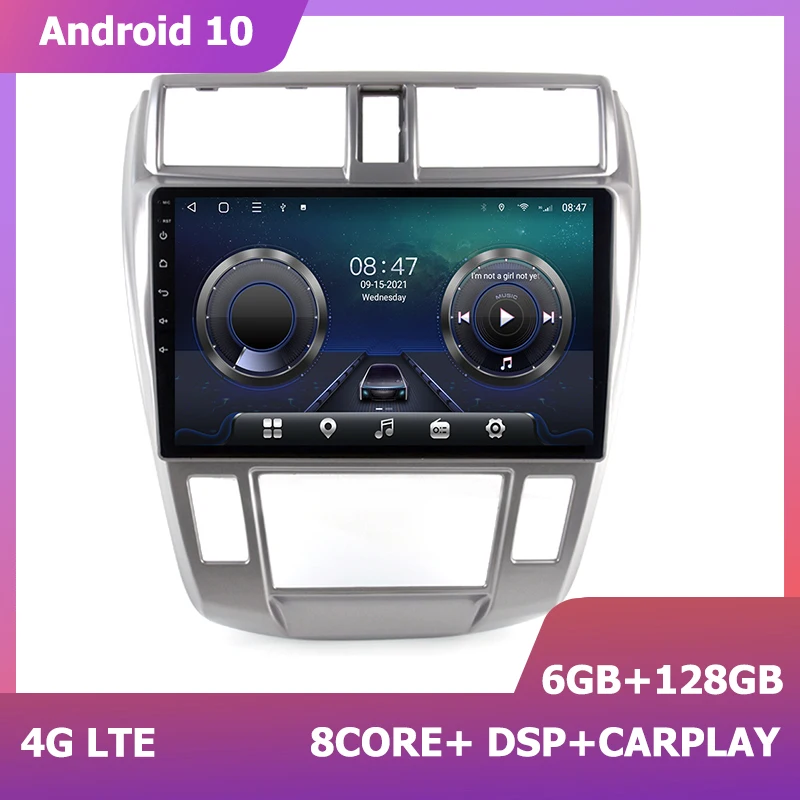 

HIRIOT 10 inch Multimedia Stereo Auto Radio for Honda City 2008-2013 Android 11 Sat Navi 6+128G carplay 1280*720 DSP 2Din 8core