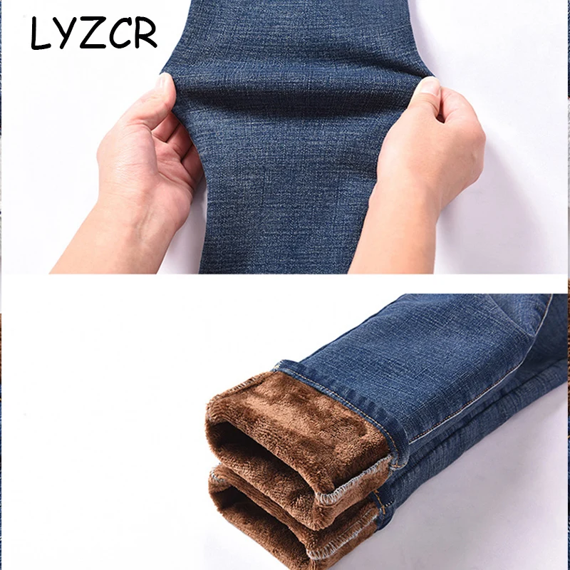 LYZCR зимние теплые джинсы женские утепленные обтягивающие Женские флисовые с