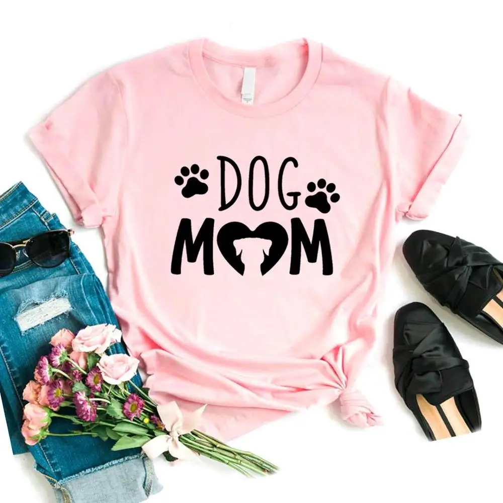 

Women T Shirt Dog Mom PAW Print Tshirt Women Short Sleeve O Neck Loose T-shirt Ladies Summer Causal Tee Shirt Clothes Tops