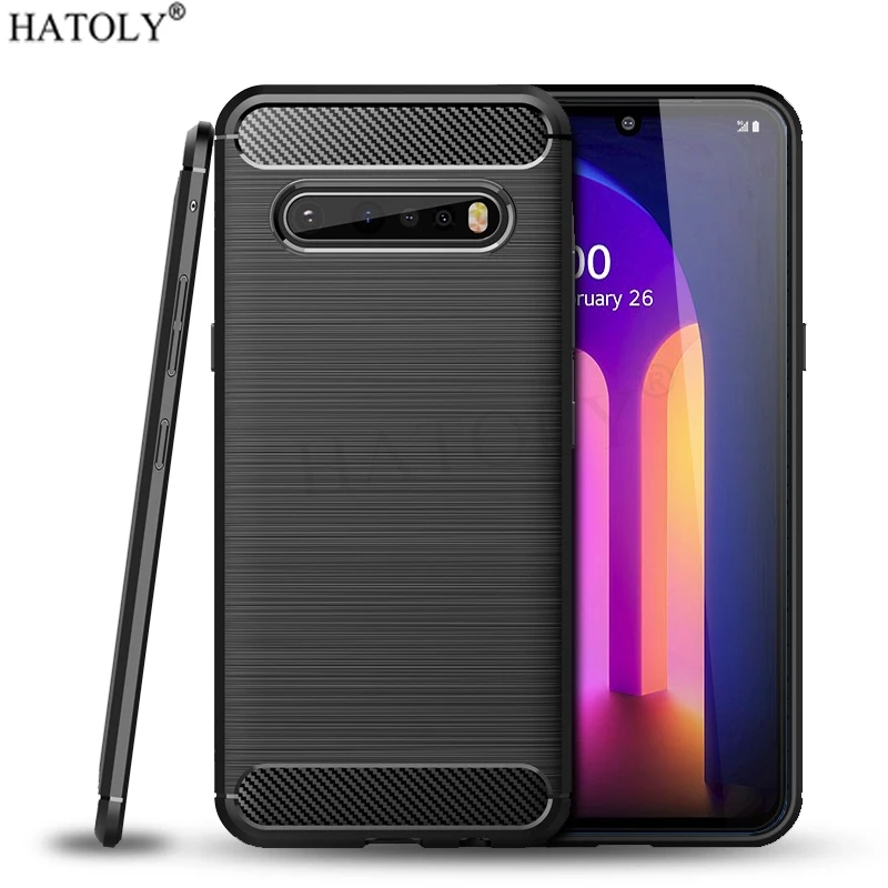 Для LG V60 ThinQ 5G чехол Мягкая силиконовая задняя крышка из углеродного волокна