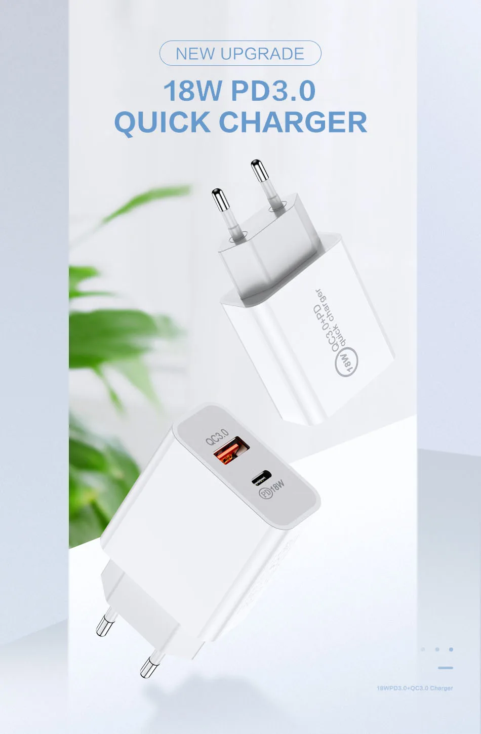 RDCY 18 Вт PD зарядное устройство 3 0 Dual Port Quick Charge мобильный телефон для iPhone Samsung xiaomi QC