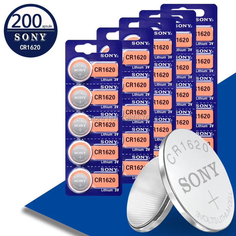 

Аккумулятор Sony Cr1620, 200 шт., 3 в, для компьютера, часов, литиевая батарея для игрушек ECR1620 DL1620 5009LC KCR1620 BR1620 LM1620