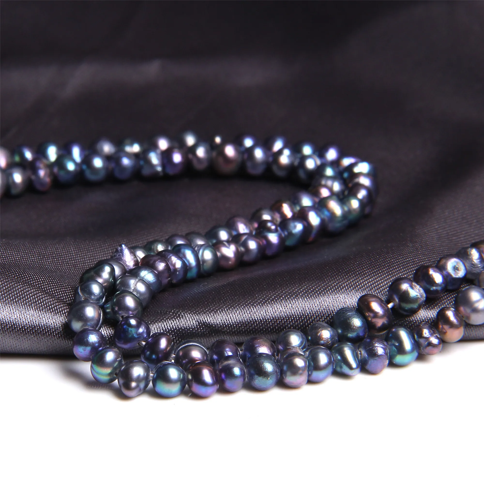 Свободная форма 4 мм натуральный пресноводный черный жемчуг в стиле барокко