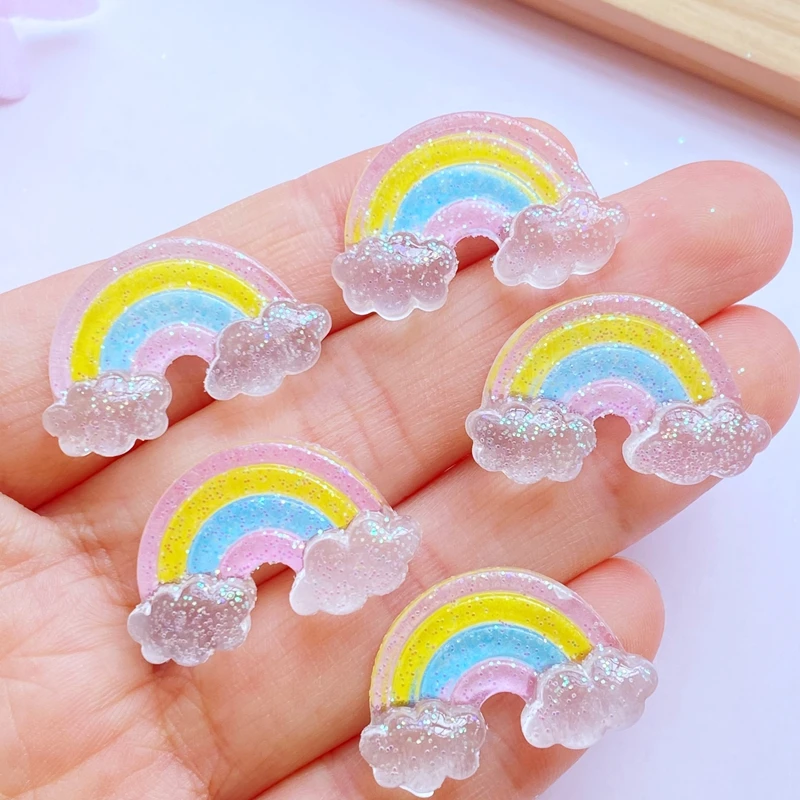 

10 шт. новые милые полимерные Мини Блестящие Радужные плоские спины, Кабошон Скрапбукинг Kawaii DIY украшения Аксессуары