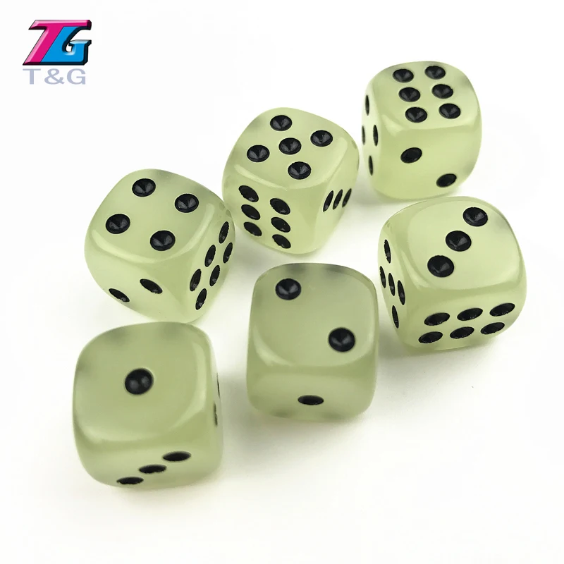 6 шт./компл. 16 мм набор игральных костей в сумке с прозрачными точками для игры