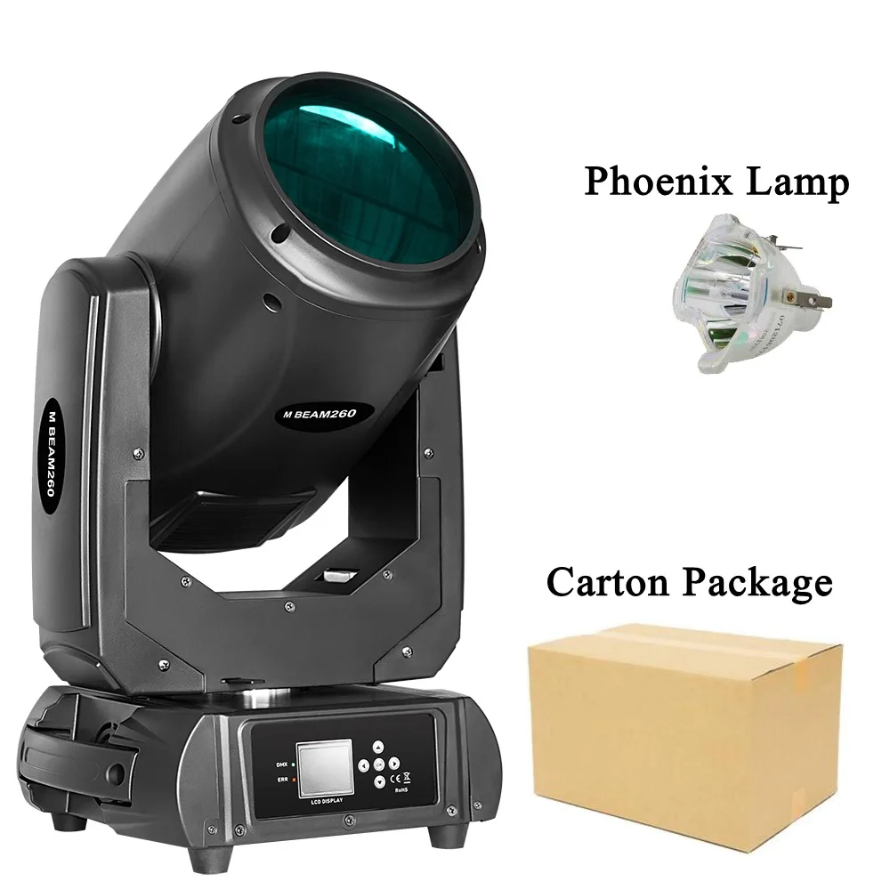 Phoenix Lamp 2Pcs/Lot Color Music Moving Head Light 260W 9R Beam Spot 2IN1 DJ Disco Stage Light DMX512 Strobe Effect Party Bar Moving Head - Color: Phoenix Lamp