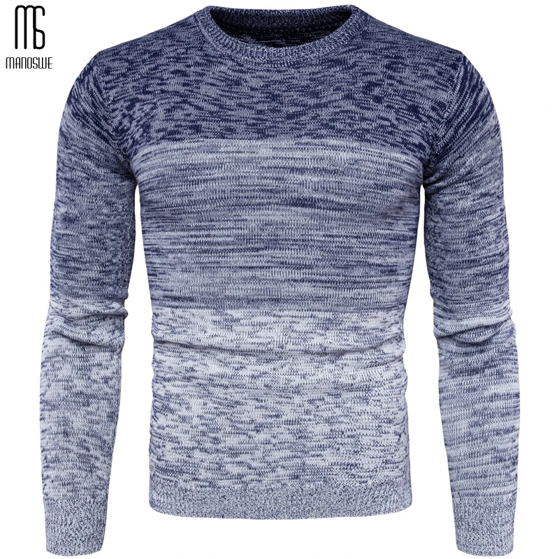 Мужской свитер с длинным рукавом Manoswe теплый пуловер в стиле пэчворк облегающий
