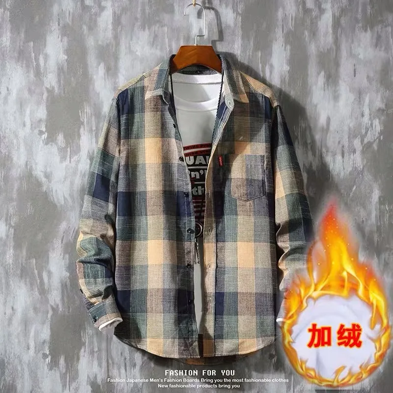 Рубашка мужская из льна в клетку с длинным рукавом | Мужская одежда