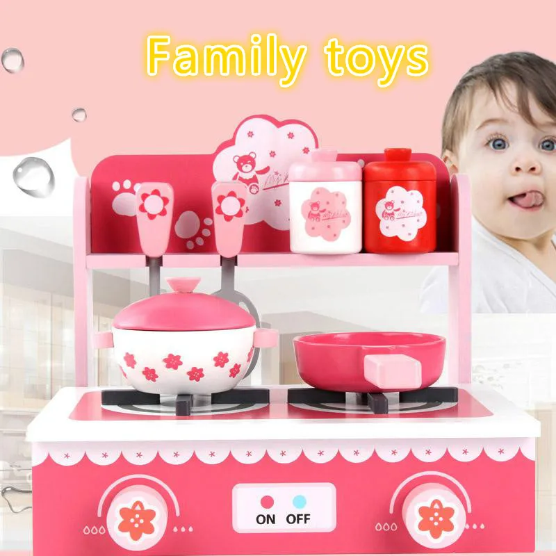 Новые продукты деревянная розовая кухонная газовая плита игрушки для девочек и