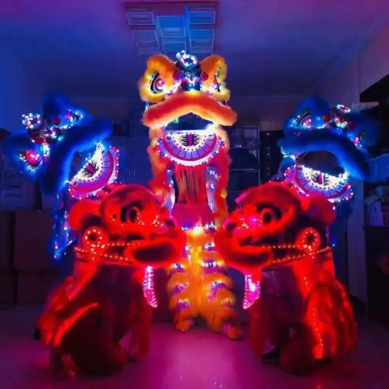 Синий Led светильник китайского народного искусства Лев танцевальный костюм