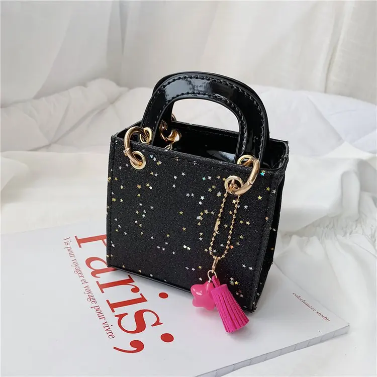 

Summer New Style Fashion Glittering Sequins Children Girls Portable Princess Messenger Wearing Princess Bag Female Bags