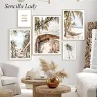 Плакат на холсте в стиле бохо, с изображением Морского Пейзажа, пальмы