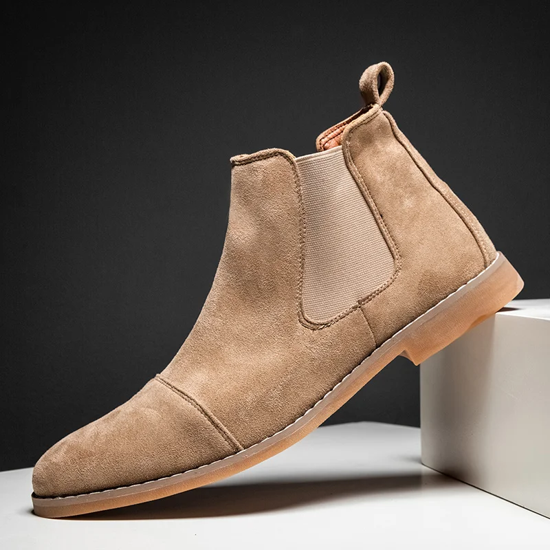 

2020 Fashion Men Pointed Comfortable Dress Boots Men Slip Men's Suede Shoes