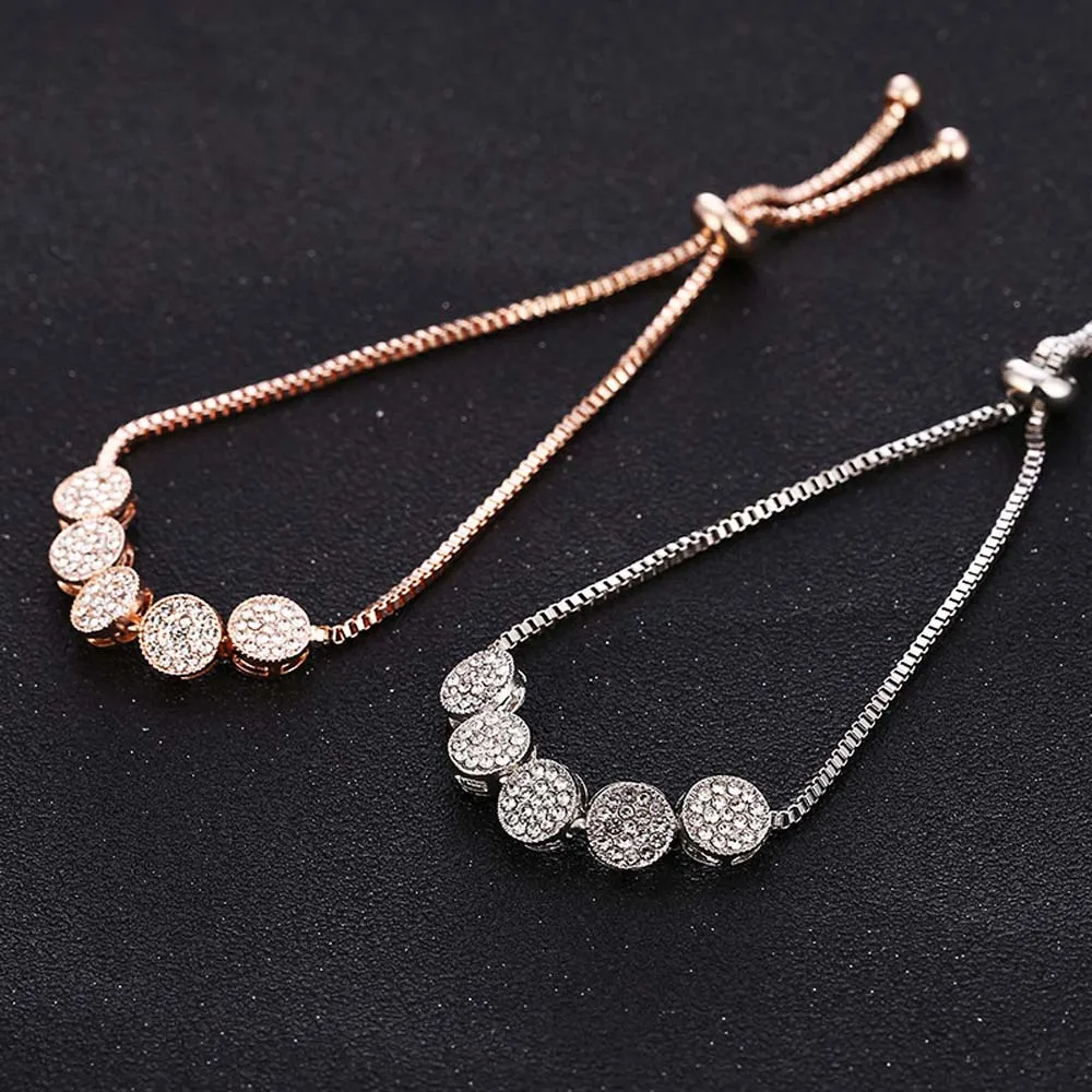 Fashion Adjustable Bracelet Bangle for Women Captivate Bar Slider Brilliant CZ Rose Gold Color Jewelry Pulseira Feminia | Украшения и