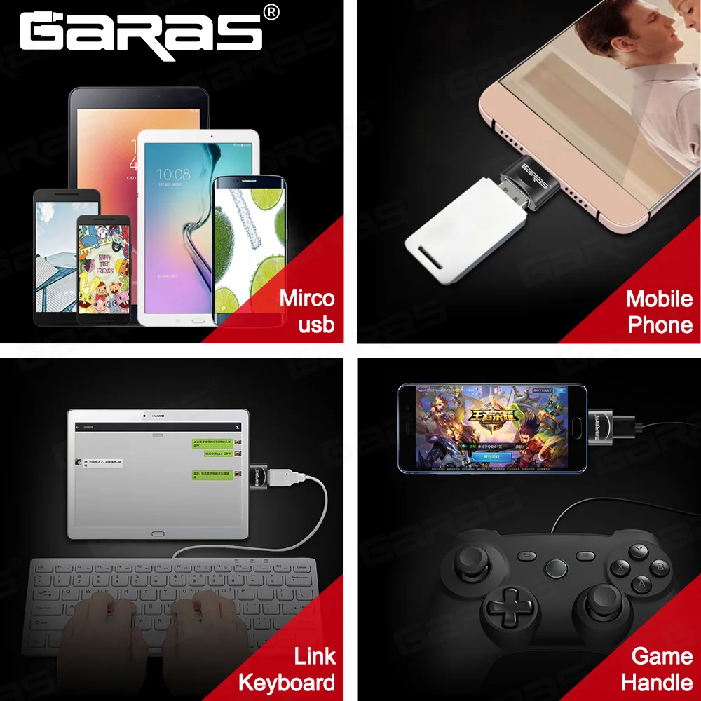 Адаптер Garas OTG 3 0 Usb Micro USB кабель Type C адаптер для мыши клавиатуры флеш