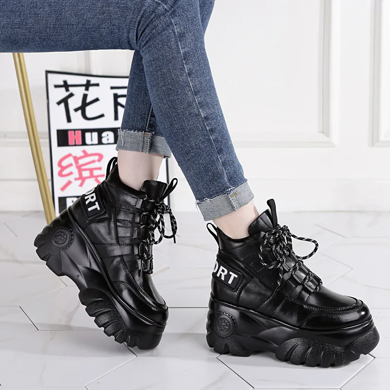 SWONCO/обувь из натуральной кожи кроссовки женская повседневная обувь Цвет Черный