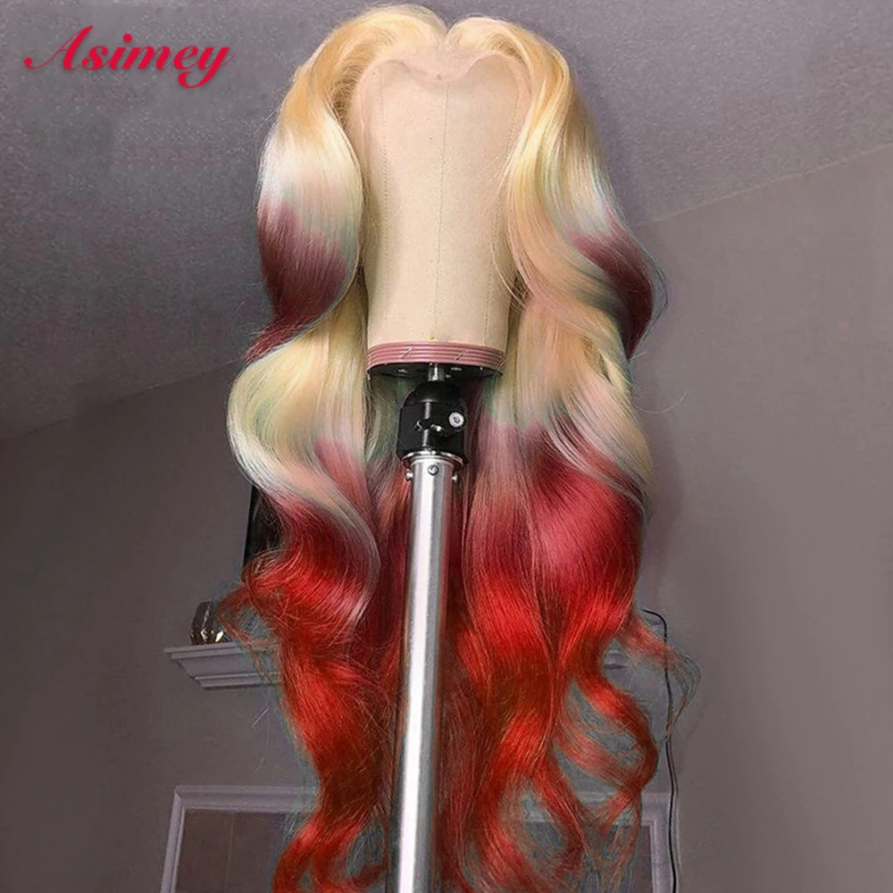 

Парик Asimey T613 с волнистыми волосами желтого, розового, красного, зеленого, фиолетового, синего цвета, парики из 180% выделенных волос с эффектом...