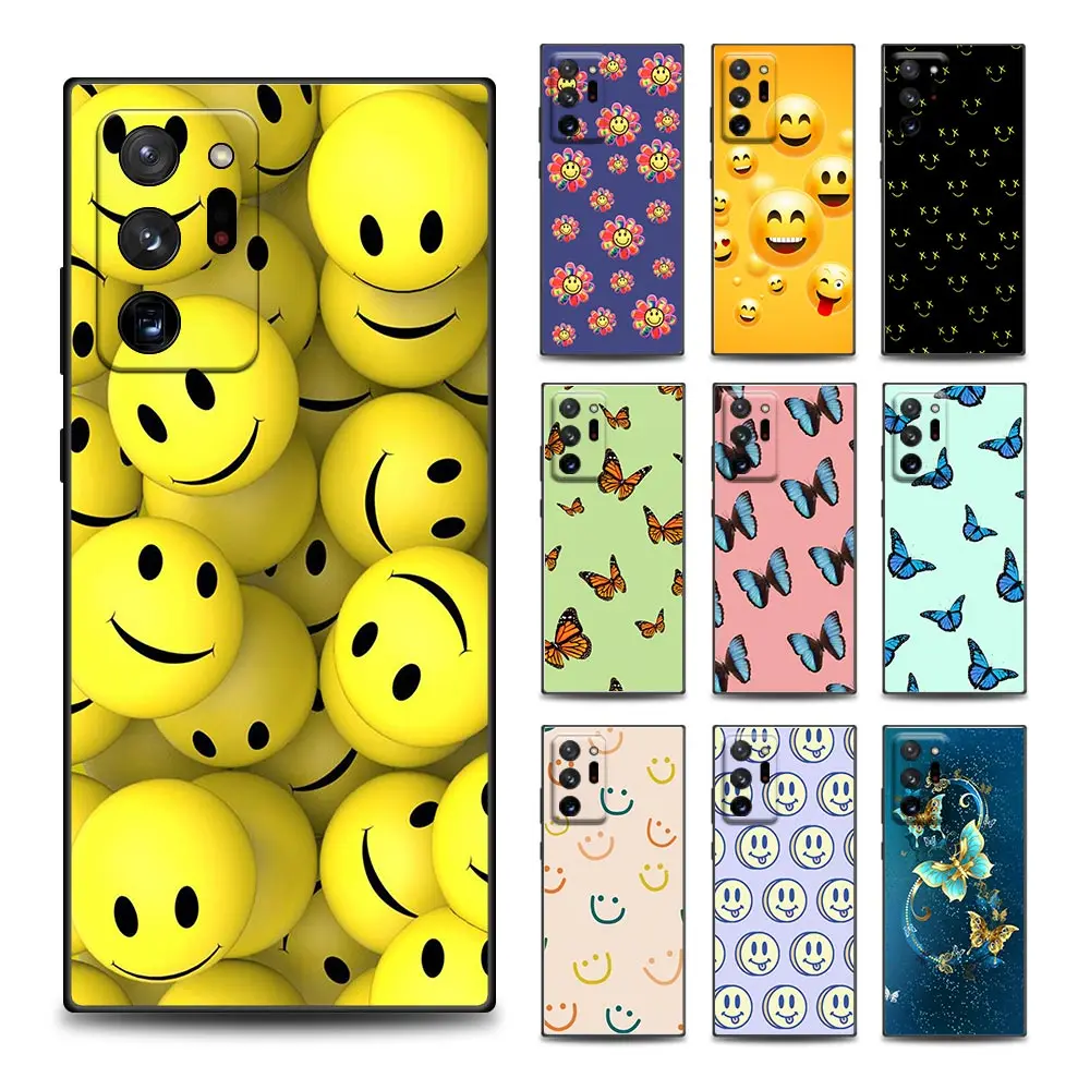 

Smile Face and Butterfly Phone Case for Samsung M01 M11 M12 M21 M31 M32 M42 M1 M22 M41 M52 M62 Note 20 8 9 10 Plus Silicone
