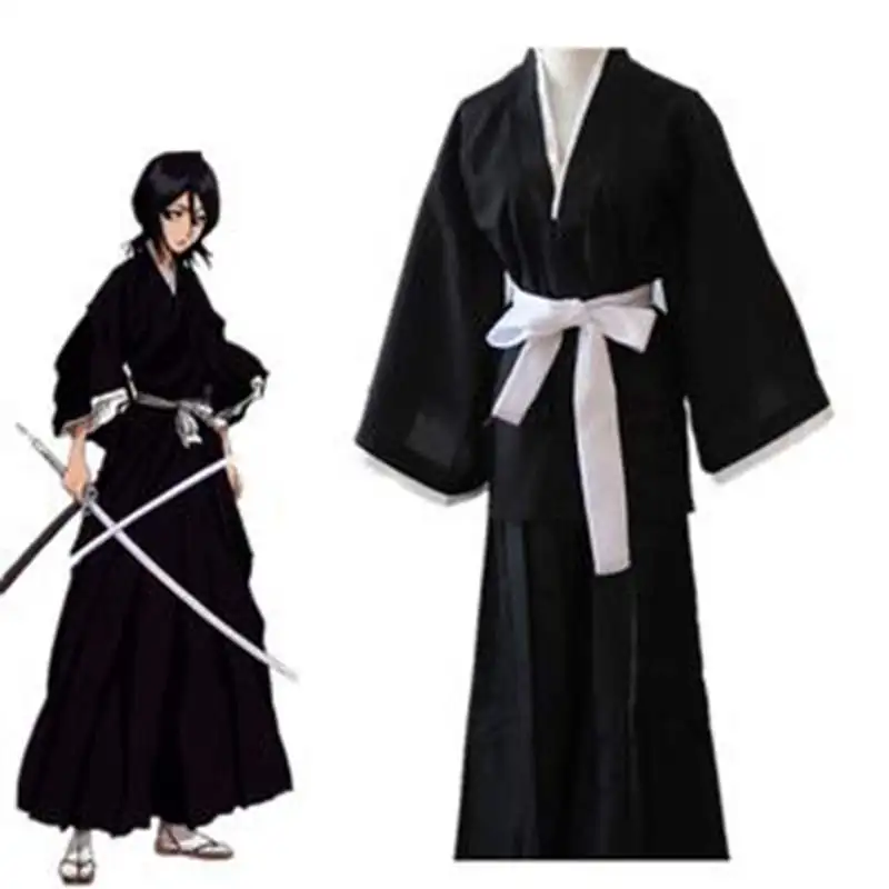 

new costume cosplay bleach Kurosaki Ichigo Rukia Kuchiki anime japanese for adult women men party role play