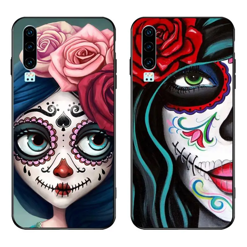 Catrina красивая Роза девушка череп искусство мягкий чехол для телефона Huawei P40 P30 P20