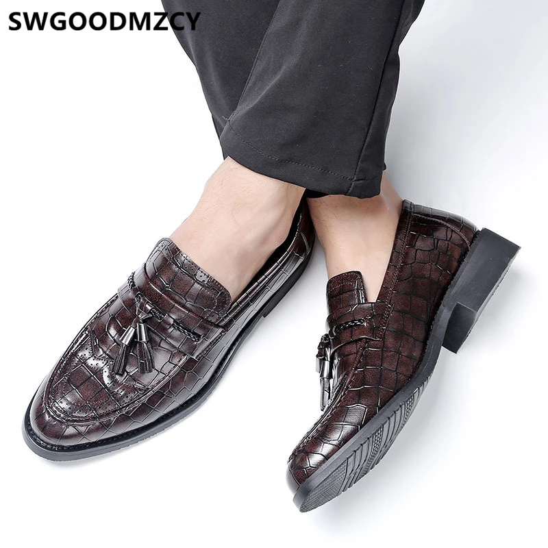 Туфли мужские свадебные крокодиловые без застежки лоферы деловые кожаные