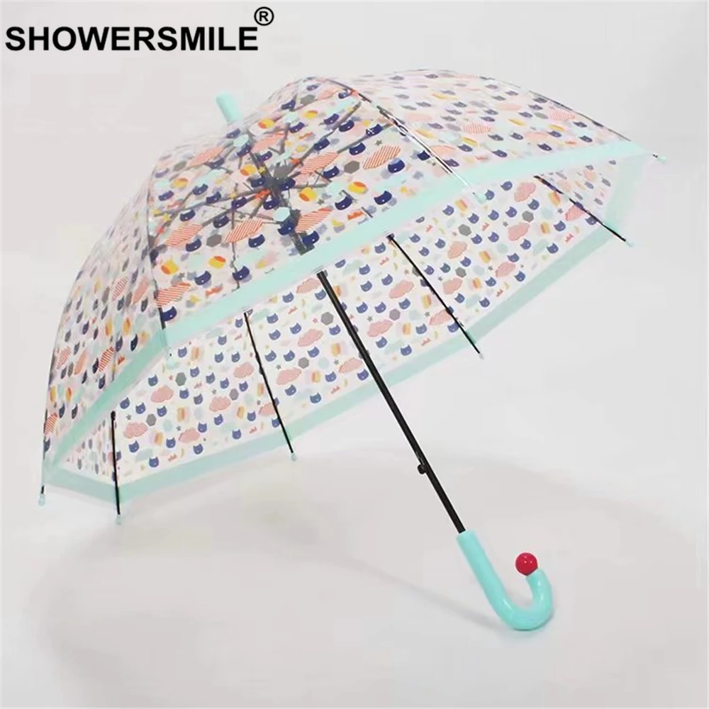 SHOWERSMILE Детский прозрачный зонт слон Аполлон Зонт от дождя Дети мультфильм желтый длинная ручка Guarda Chuva