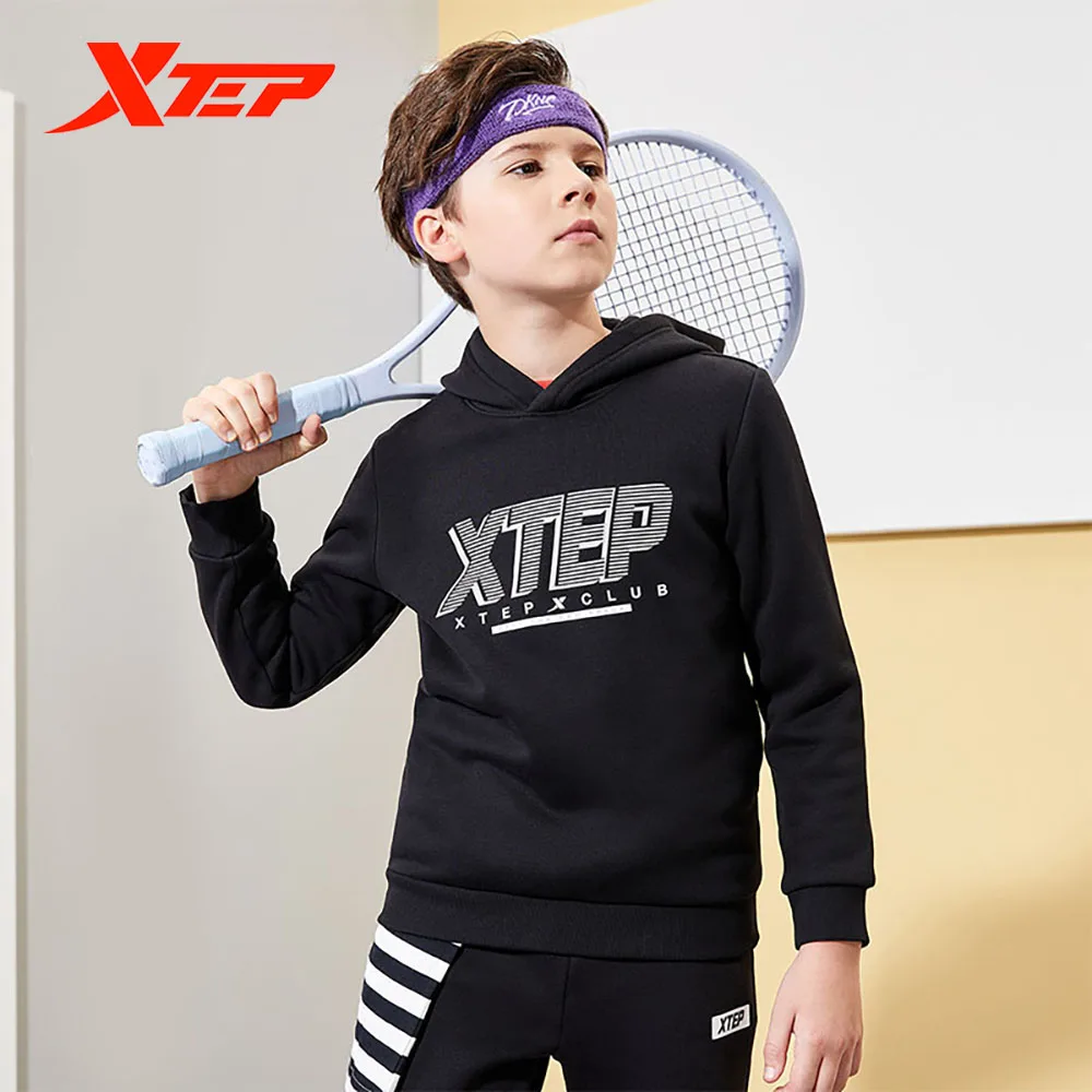 

Xtep Children'S Clothing 2020 Autumn And Winter New Boys' Hooded Sweater Plus Velvet Warm Fashion Jacket 680426089022